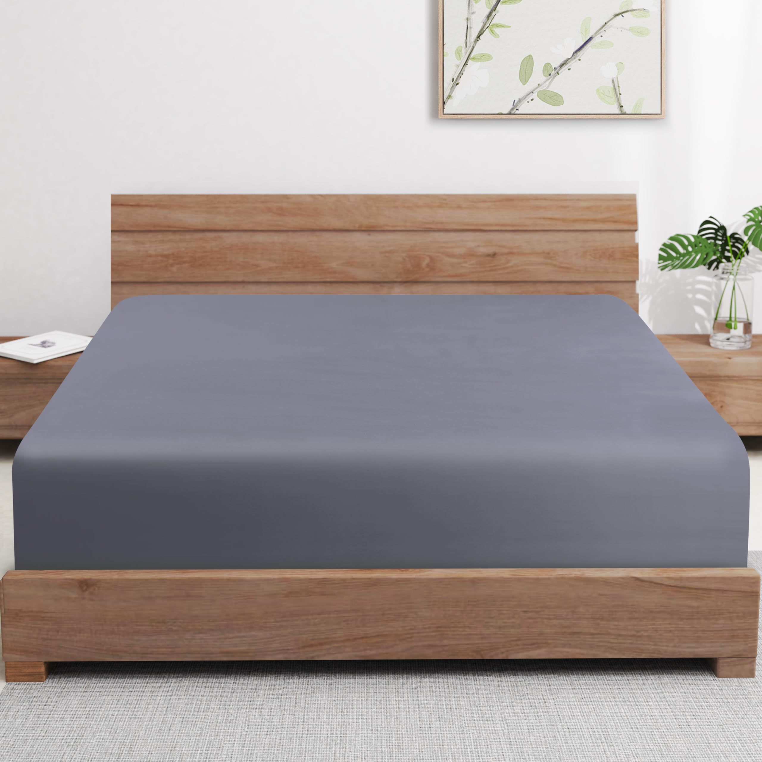 Bamboo Viscose Cooling Fitted Sheet Full Size Only, 400 Thread Count, 16'' Deep Pocket Cooling Bottom Sheets For Hot Sleeper, Si